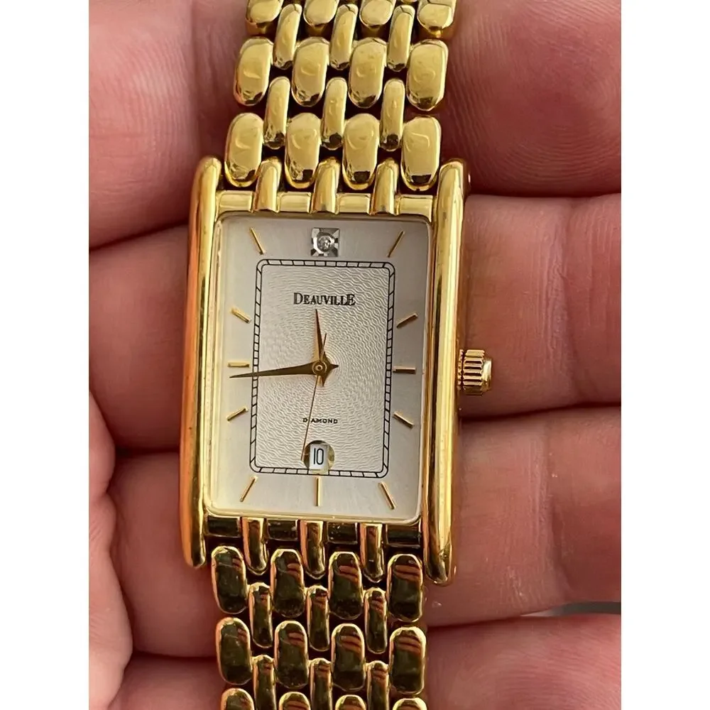 Deauville 20/7102 Men’s Gold Tone Quartz Diamond Dial Date Watch